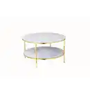 Bild 1 von Livetastic Couchtisch, Weiß, Gold, Metall, Glas, Marmoroptik, rund, Rundrohr, 80x45x80 cm, Wohnzimmer, Wohnzimmertische, Couchtische, Couchtische Marmoroptik