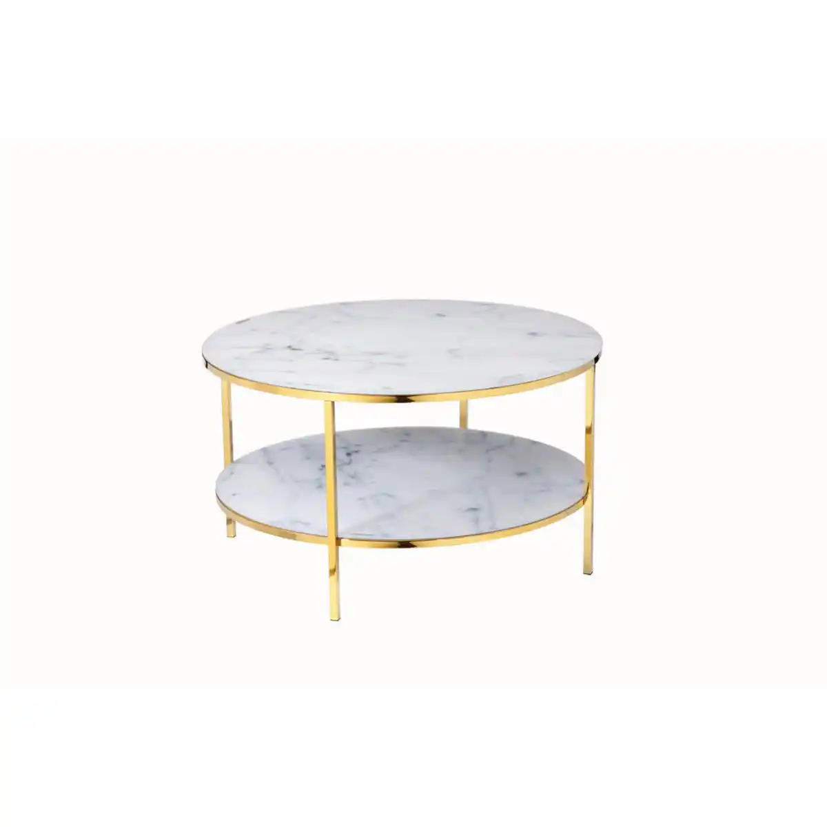 Bild 1 von Livetastic Couchtisch, Weiß, Gold, Metall, Glas, Marmoroptik, rund, Rundrohr, 80x45x80 cm, Wohnzimmer, Wohnzimmertische, Couchtische, Couchtische Marmoroptik