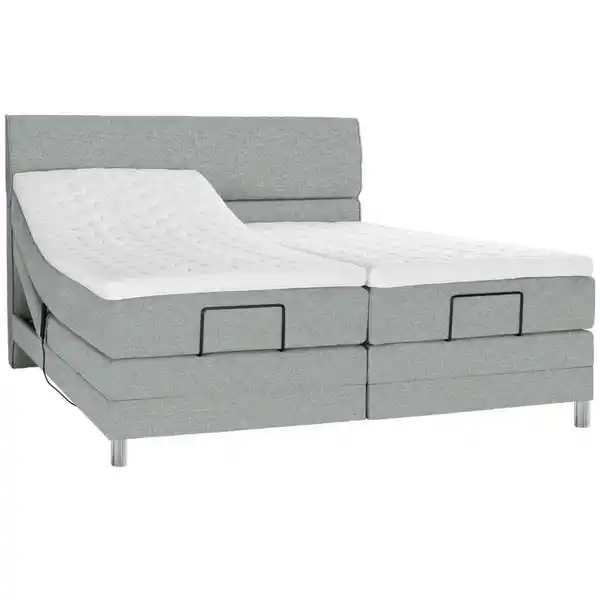 Bild 1 von Voleo Boxspringbett, Grau, Textil, H2 + H3, 7-Zonen, Höhe ca. 19 cm, 200x200 cm, Über- und Sondergrößen erhältlich, gepolstertes Kopfteil, Stoffauswahl, Topper geteilt, in verschiedenen Größen