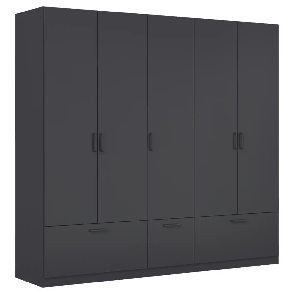 Bild 1 von Rauch Möbel Kleiderschrank, Grau, Metall, 6 Fächer, 3 Schubladen, 226x210x54 cm, Blauer Engel, Goldenes M, Made in Germany, in verschiedenen Größen erhältlich, Holzdekoren erhältlich, Schlafzim