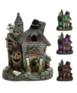 LED-Gruselhaus Halloween, grau