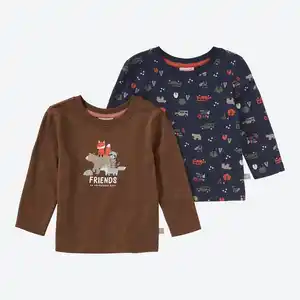 Baby-Jungen-Langarmshirts mit Druck, 2er-Pack