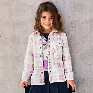Kinder-Mädchen-Coralfleece-Jacke mit Knöpfen