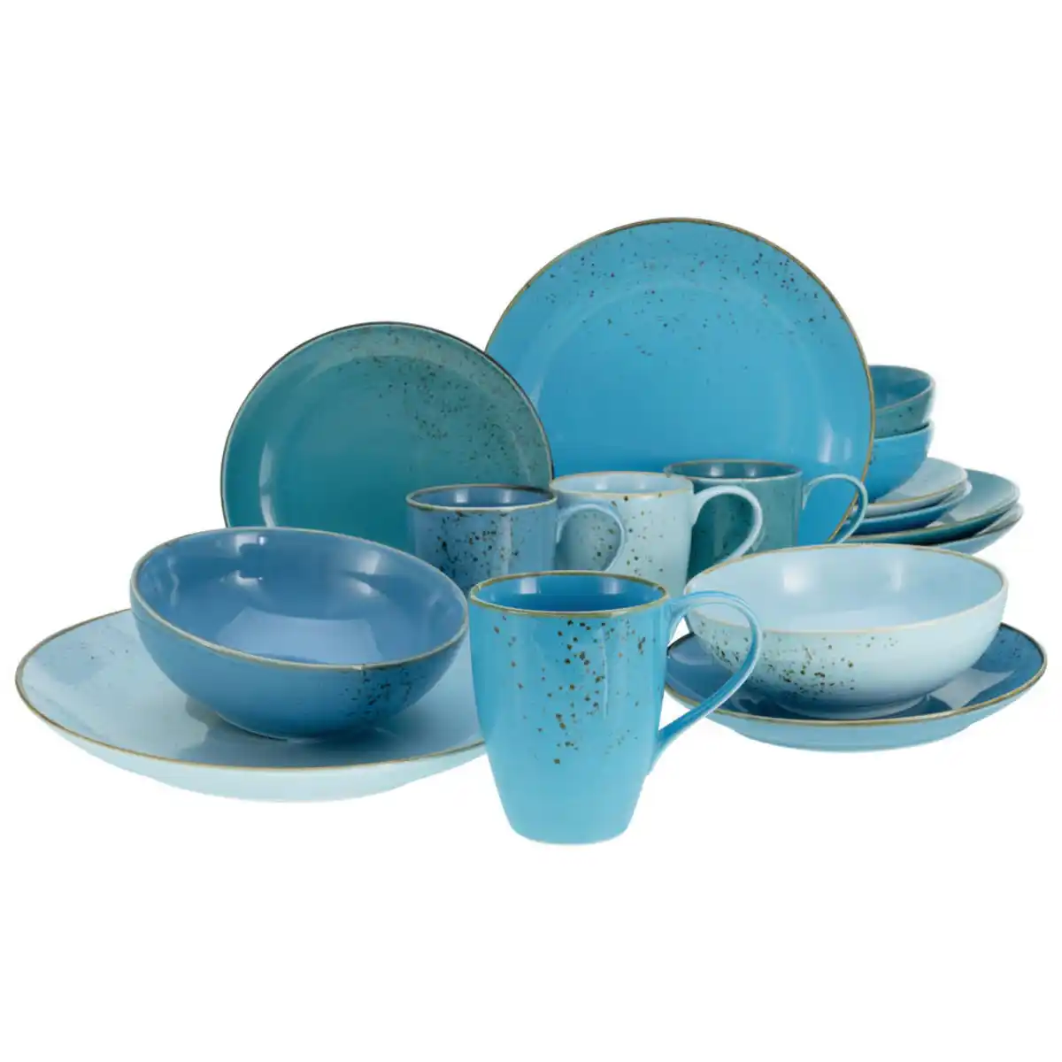 Bild 1 von Creatable Kombiservice, Blau, Keramik, 16-teilig, 300 ml,400 ml, 31.5x33x34 cm, Essen & Trinken, Geschirr, Geschirr-Sets, Kombiservice