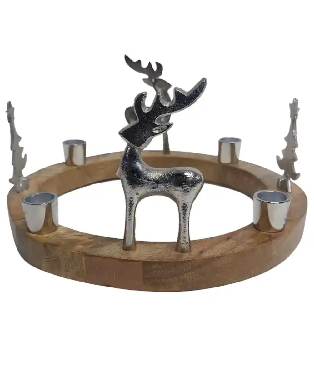 Bild 1 von Adventskranz aus Holz, silber