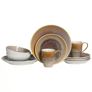Creatable Kombiservice Caldera, Weiß, Sand, Keramik, 8-teilig, 300 ml, Essen & Trinken, Geschirr, Geschirr-Sets, Kombiservice