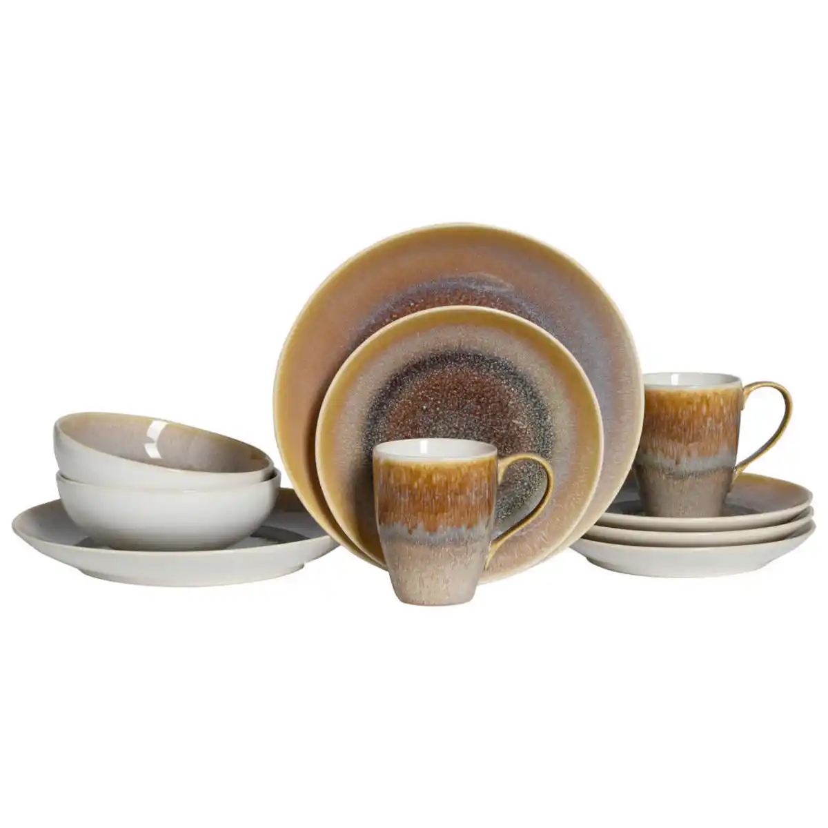 Bild 1 von Creatable Kombiservice Caldera, Weiß, Sand, Keramik, 8-teilig, 300 ml, Essen & Trinken, Geschirr, Geschirr-Sets, Kombiservice