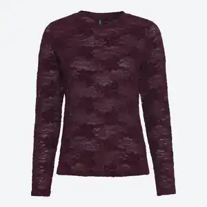 Damen-Spitzenshirt mit langen Ärmeln