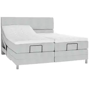Voleo Boxspringbett, Hellgrau, Textil, H2 + H3, 7-Zonen, Höhe ca. 19 cm, 180x200 cm, Über- und Sondergrößen erhältlich, gepolstertes Kopfteil, Stoffauswahl, Topper geteilt, in verschiedenen Grö