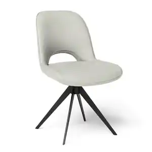 Joop! Stuhl Twist, Hellgrau, Metall, Leder, Echtleder, Longlife-Leder, Drehkreuz, 53x86x61 cm, Goldenes M, Emas, Dgm, Lederauswahl, Stoffauswahl, Sitzfläche 360° drehbar, automatische Rückholfunkt