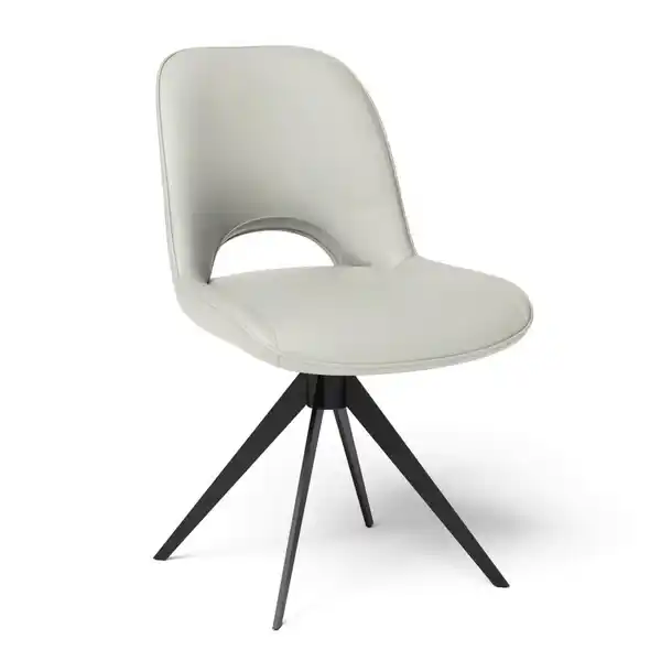 Bild 1 von Joop! Stuhl Twist, Hellgrau, Metall, Leder, Echtleder, Longlife-Leder, Drehkreuz, 53x86x61 cm, Goldenes M, Emas, Dgm, Lederauswahl, Stoffauswahl, Sitzfläche 360° drehbar, automatische Rückholfunkt