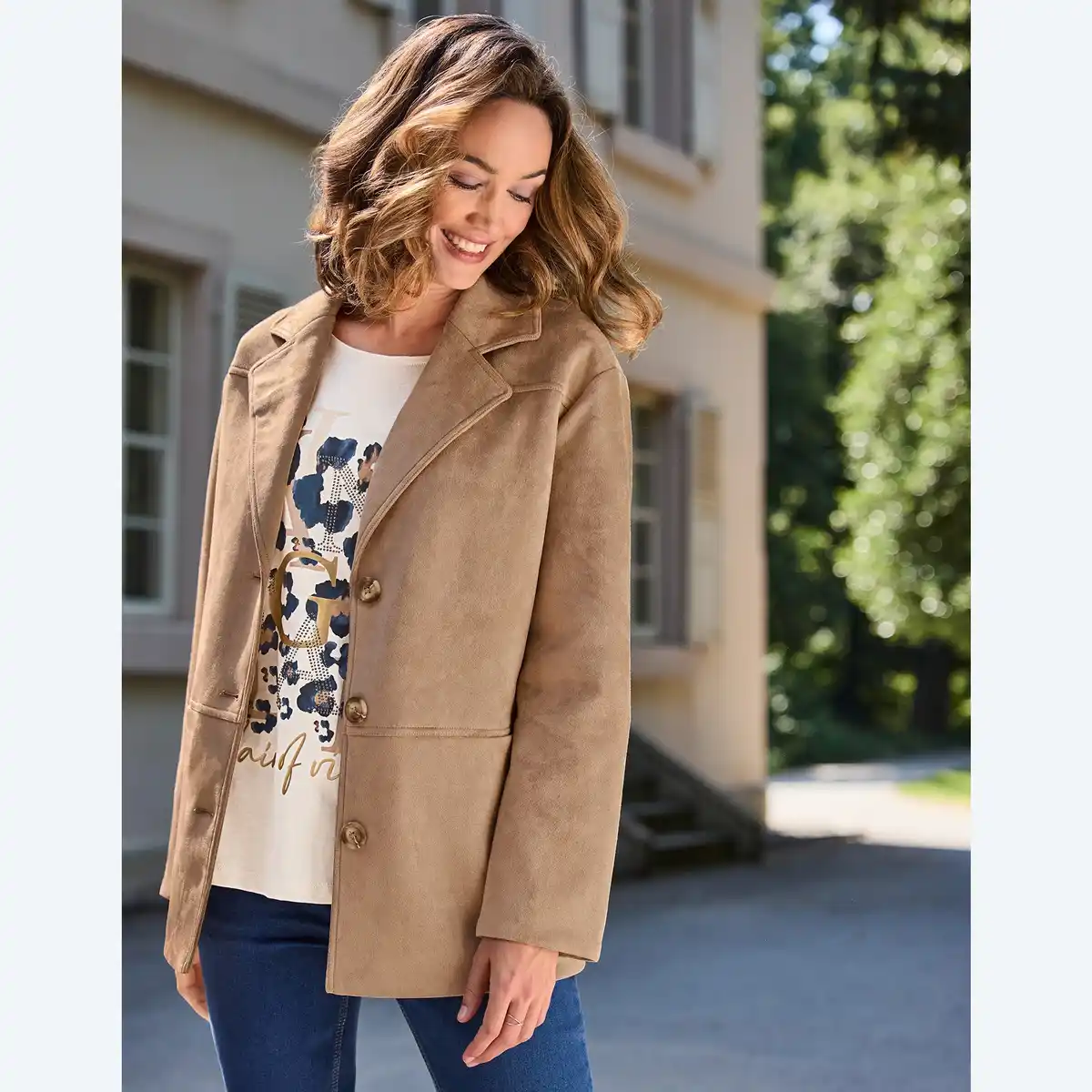 Bild 1 von Damen-Jacke in Wildlederoptik mit Elasthan