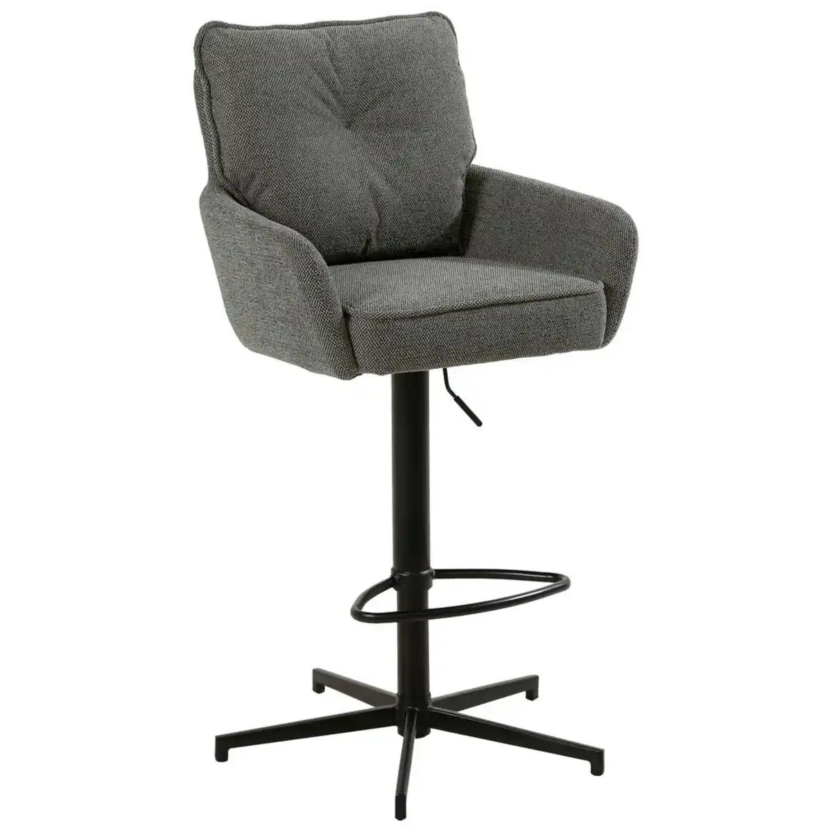 Bild 1 von Novel Barhocker, Grau, Schwarz, Metall, Textil, Drehkreuz, Säule, 58x103-123x61 cm, Sitzfläche 360° drehbar, Stoffauswahl, Esszimmer, Barmöbel, Barhocker