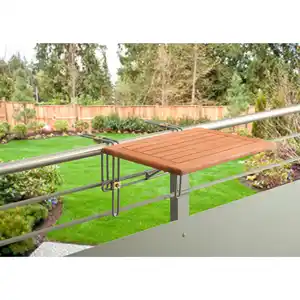 Gardenson Balkonhängetisch, Natur, Holz, Metall, Eukalyptusholz, massiv, 40x1x60 cm, FSC Mix, klappbar, platzsparend, Balkonmöbel, Balkontische