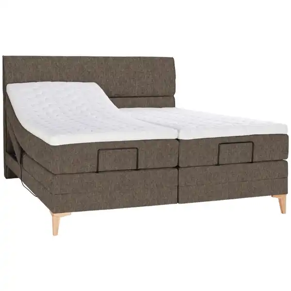 Bild 1 von Voleo Boxspringbett, Braun, Textil, Eiche, massiv, H3, 7-Zonen, Höhe ca. 19 cm, 180x200 cm, Über- und Sondergrößen erhältlich, gepolstertes Kopfteil, Stoffauswahl, Topper geteilt, in verschieden