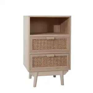 Livetastic Kommode, Natur, Holz, Holzwerkstoff, Paulownia, Rattan,Paulownia, furniert, 2 Schubladen, 42x68x36 cm, stehend, Garderobe, Garderoben Kommoden