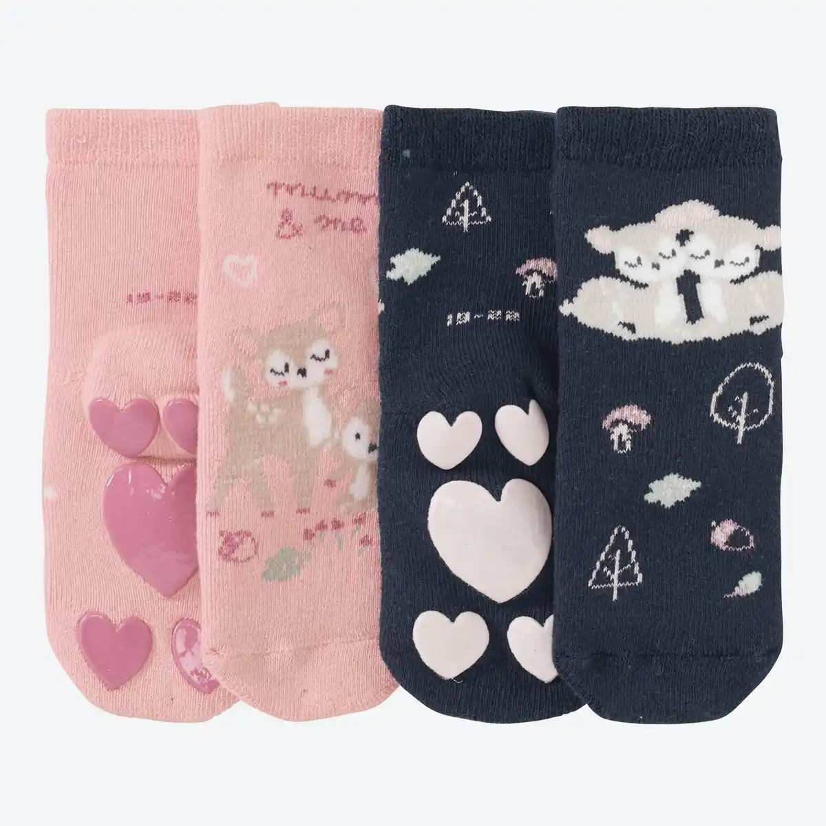 Bild 1 von Baby-Mädchen-ABS-Socken mit Reh-Motiven, 2er-Pack