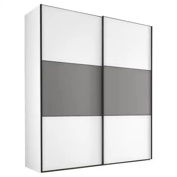 Bild 1 von Moderano Schwebetürenschrank, Weiß, Hellgrau, Holzwerkstoff, 4 Fächer, 2 Schubladen, 188x222 cm, Goldenes M, BQ - Bündnis für Qualität, Made in Germany, Typenauswahl, Beimöbel erhältlich, umf