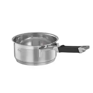 Rösle Kasserolle Silence Pro, Edelstahl, Metall, 1,4 L, 17.5x9x35 cm, Messskala, backofengeeignet, hitzebeständige Griffe, Abgießfunktion, mit Silikongriffen, Kochen, Töpfe, Stielkasserollen