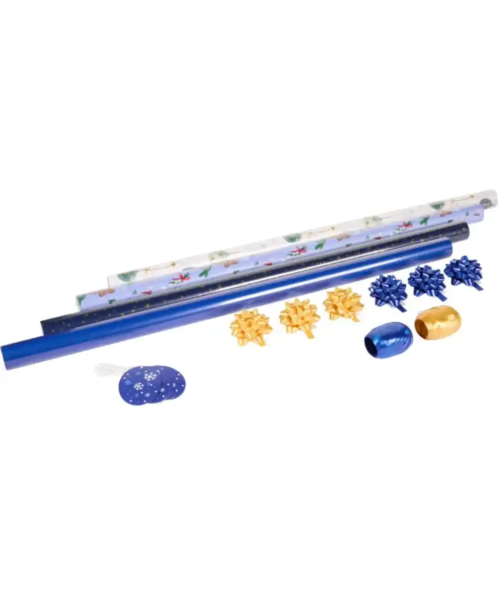Bild 1 von Geschenkverpackungsset Weihnachten, blau/weiß