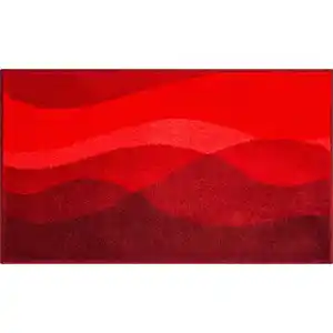 Grund Badteppich Hills, Rot, Textil, Wellen, rechteckig, 70x120 cm, Oeko-Tex® Standard 100, Made in Europe, rutschfest, Badtextilien, Badematten