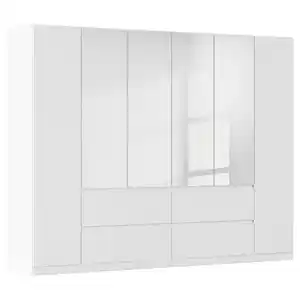 Rauch Möbel Drehtürenschrank, Weiß, Silber, Holzwerkstoff, 6 Fächer, 4 Schubladen, 271x210x54 cm, Blauer Engel, Goldenes M, Made in Germany, umfangreiches Zubehör erhältlich, griffloses Öffnen