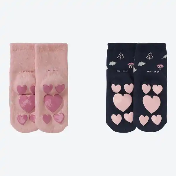 Bild 3 von Baby-Mädchen-ABS-Socken mit Reh-Motiven, 2er-Pack