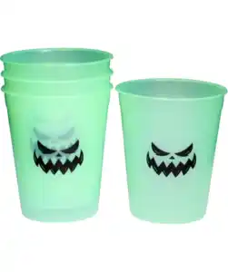 Trinkbecher Halloween, grün/schwarz