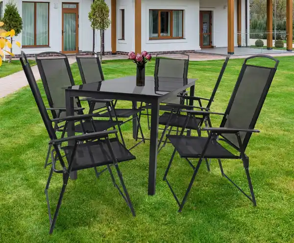 Bild 1 von Gartentischgruppe Schwarz 7-teilg, Schwarz