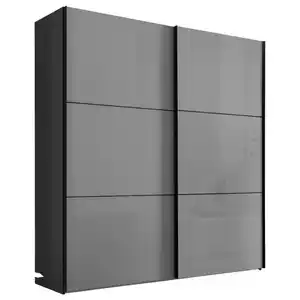 Moderano Schwebetürenschrank, Hellgrau, Dunkelgrau, Holzwerkstoff, 8 Fächer, 2 Schubladen, 188x222x68 cm, Blauer Engel, Goldenes M, BQ - Bündnis für Qualität, Made in Germany, Dgm, DGM-Klimapakt
