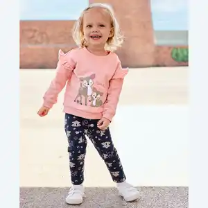 Baby-Mädchen-Set mit Reh-Motiven, 2-teilig