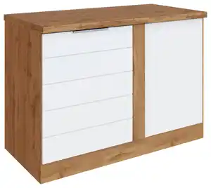 Eckunterschrank Florenz ca. 120 cm Weiß/Eiche, Weiß, Eiche Wotan