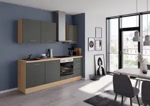 Küchenblock IBZ ohne Geräte ca. 230 cm Dunkelgrau, Graphitfarben