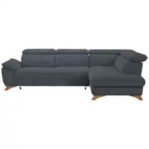 Valnatura Ecksofa Mercury, Dunkelgrau, Textil, Eiche, massiv, 3-Sitzer, Ottomane rechts, L-Form, 287x212 cm, Typenauswahl, Stoffauswahl, seitenverkehrt erhältlich, Bettfunktion Rücken echt, Armteil