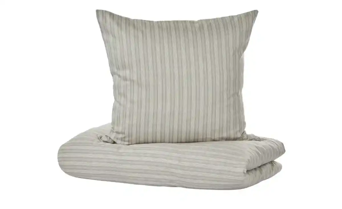 Bild 3 von Como Green Satin Wende-Bettwäsche Calm Stripes