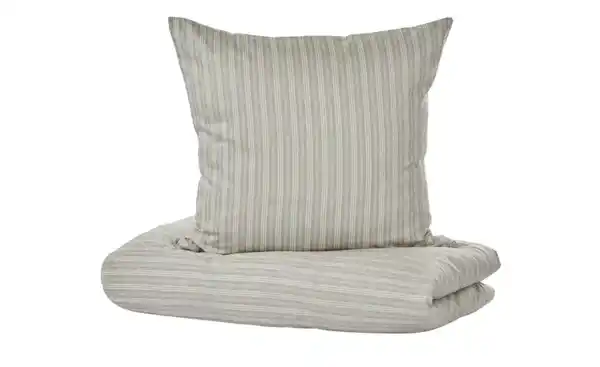 Bild 3 von Como Green Satin Wende-Bettwäsche Calm Stripes