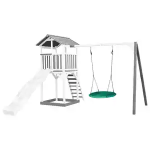 Ambia Garden Spielturm, Grau, Grün, Weiß, Holz, Kunststoff, 356.6x241.9x349 cm, EN 71, CE, FSC 100%, Outdoor Spielzeug, Spieltürme