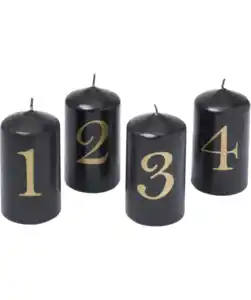 Stumpenkerzen Weihnachten, schwarz