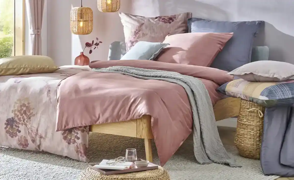 Bild 1 von Como Green Satin Bettwäsche Lined