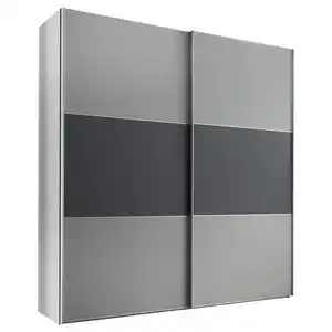 Moderano Schwebetürenschrank, Anthrazit, Hellgrau, Holzwerkstoff, 4 Fächer, 2 Schubladen, 167x222x68 cm, Goldenes M, BQ - Bündnis für Qualität, Made in Germany, Typenauswahl, Beimöbel erhältli