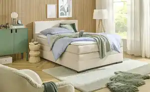 smart Boxbett mit Topper, Cordbezug, Beige Basic