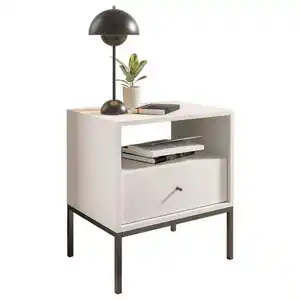 Mid.you Nachtschrank, Weiß, Metall, 1 Schubladen, 54x56x39 cm, Schlafzimmer, Nachttische