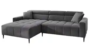 Ecksofa Cord grau ausziehbar - Sitztiefenverstellung 256 cm - SIMPLE