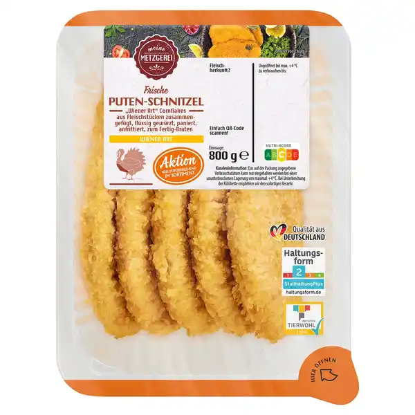 Bild 1 von MEINE METZGEREI Puten Schnitzel Wiener Art 800 g