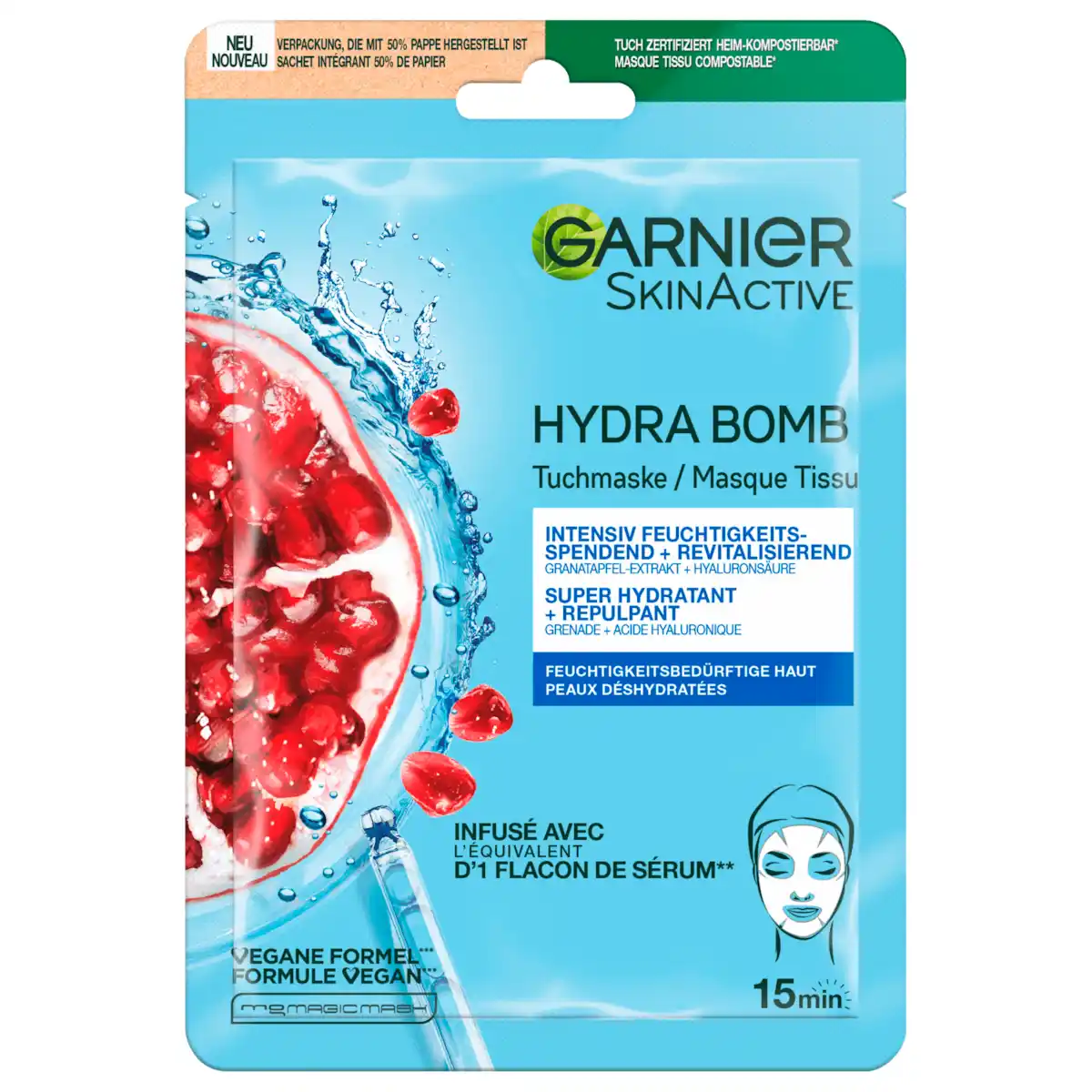Bild 1 von Garnier SkinActive Tuchmaske Hydra Bomb Granatapfel 1 Stück