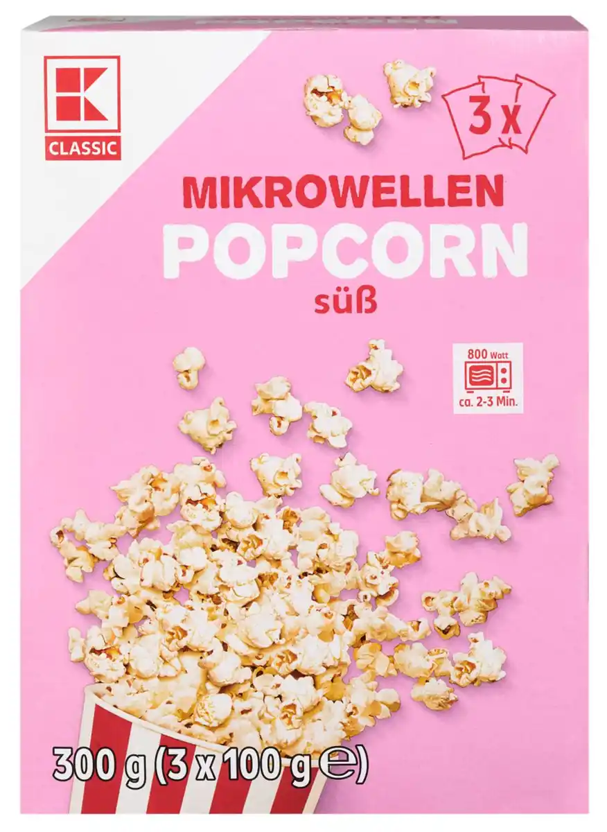 Bild 1 von K-CLASSIC Mikrowellen-Popcorn, 3 x 100-g-Packg.