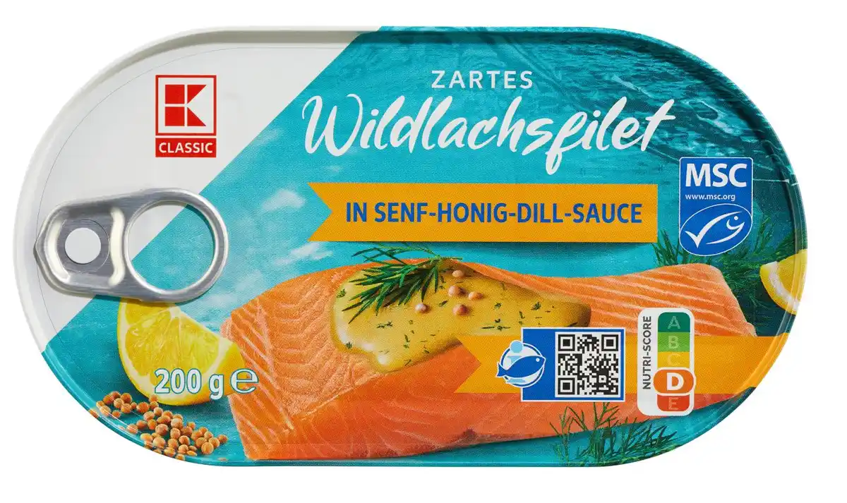 Bild 1 von K-CLASSIC Wildlachsfilet in Senf-Honig-Dill-Sauce, 200-g-Dose