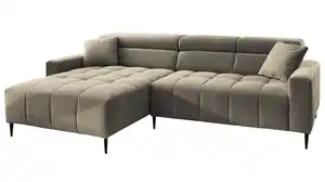 Ecksofa Cord grün ausziehbar - Sitztiefenverstellung 256 cm - SIMPLE