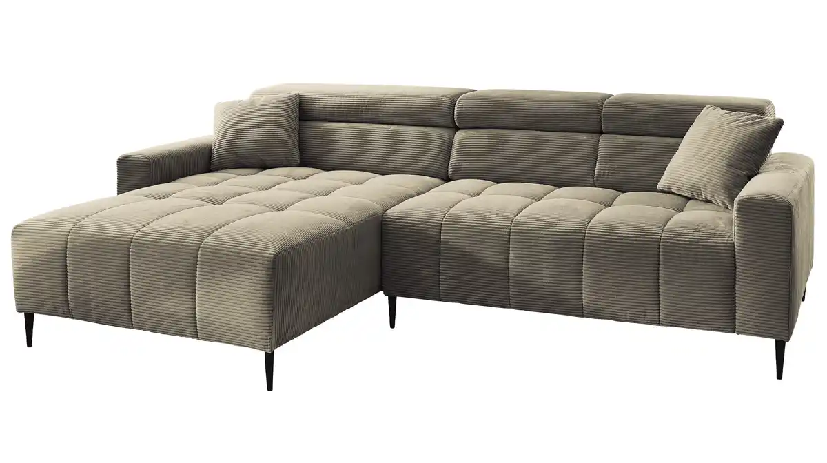 Bild 1 von Ecksofa Cord grün ausziehbar - Sitztiefenverstellung 256 cm - SIMPLE