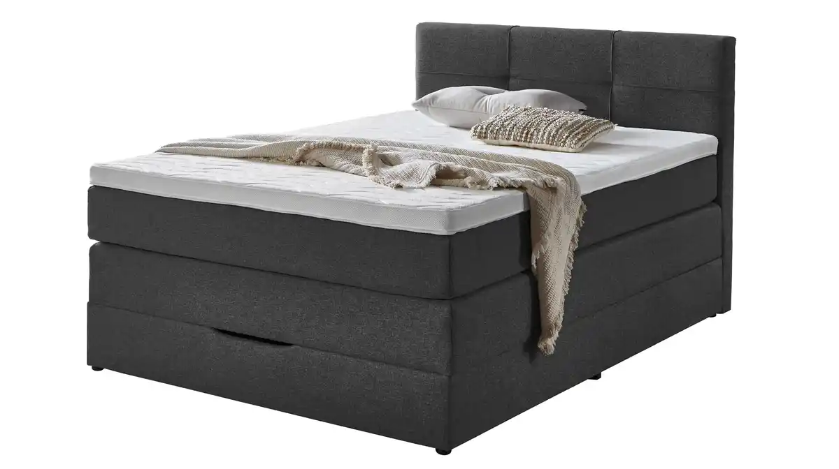Bild 1 von Boxspringbett 140 x 200 cm Bettkasten anthrazit Stoffbezug - KREMS